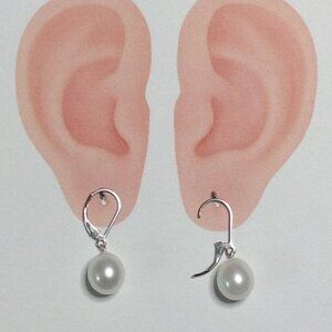 Honora White Freshwater Drop Pearl Silver Earring